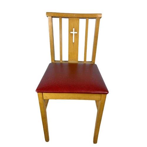 908 - Set of 4 vintage beech church chairs