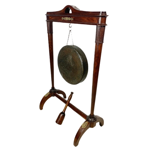 920 - Large 19th century mahogany gong with brass mounts. 61/95cm