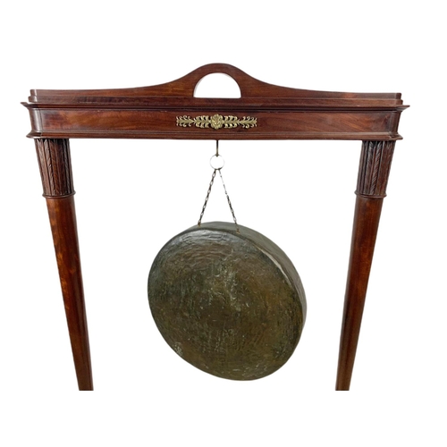 920 - Large 19th century mahogany gong with brass mounts. 61/95cm