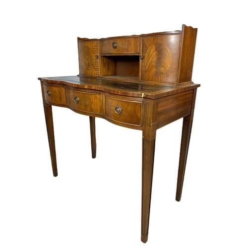 924 - Vintage mahogany ladies leather top writing desk. 94x50x106cm