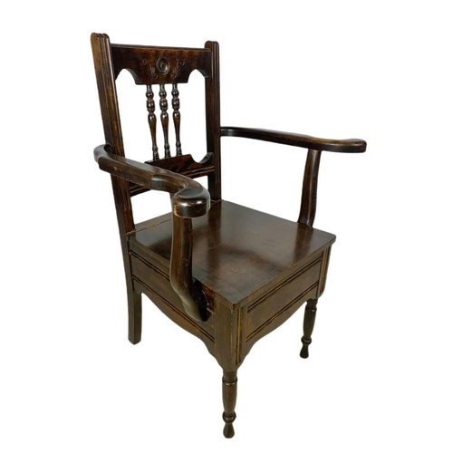 926 - Edwardian beech commode armchair