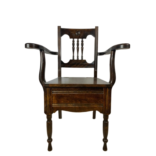 926 - Edwardian beech commode armchair