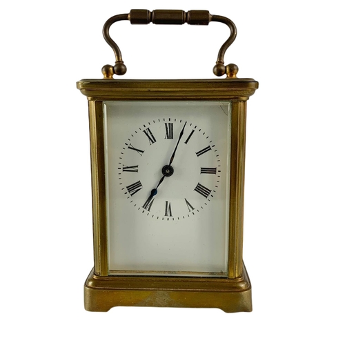 93 - Late 19th century French carriage clock with unusual winding mechanism 8/6.5/14/5cm