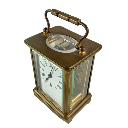 93 - Late 19th century French carriage clock with unusual winding mechanism 8/6.5/14/5cm