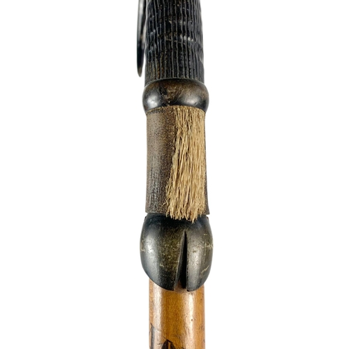 94 - Edwardian hill walkers stick with horn handle. 84cm