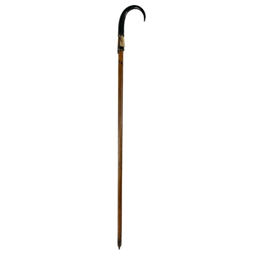 94 - Edwardian hill walkers stick with horn handle. 84cm