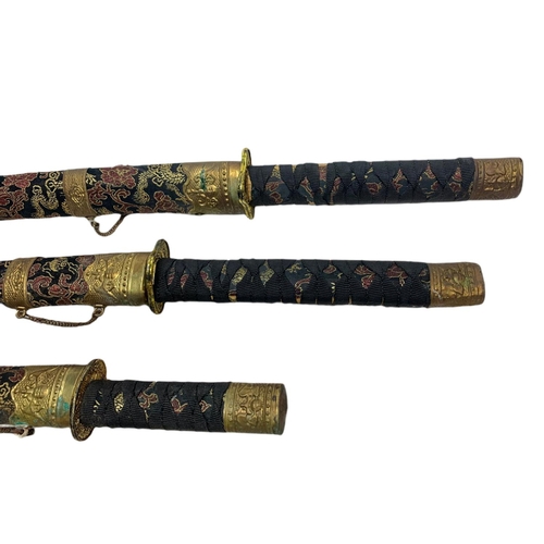 250 - Set of 3 Samurai style swords. Largest 92cm