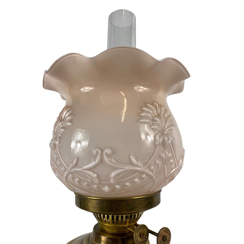 285 - Edwardian brass oil lamp. 57.5cm