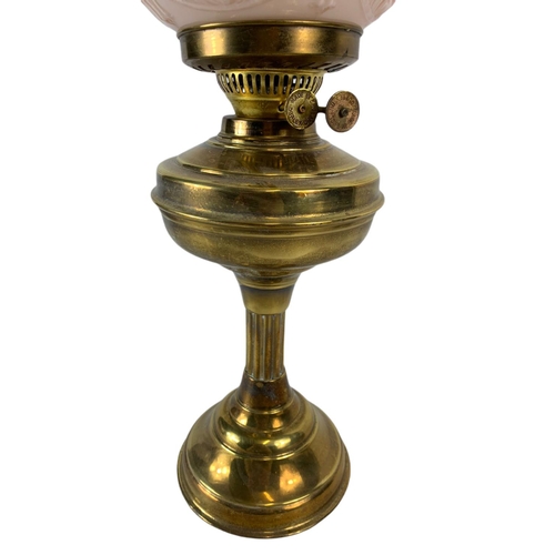 285 - Edwardian brass oil lamp. 57.5cm