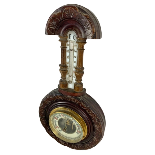 287 - Small Edwardian oak case barometer. 18.5x35.5cm