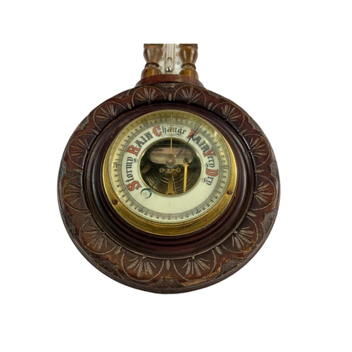 287 - Small Edwardian oak case barometer. 18.5x35.5cm