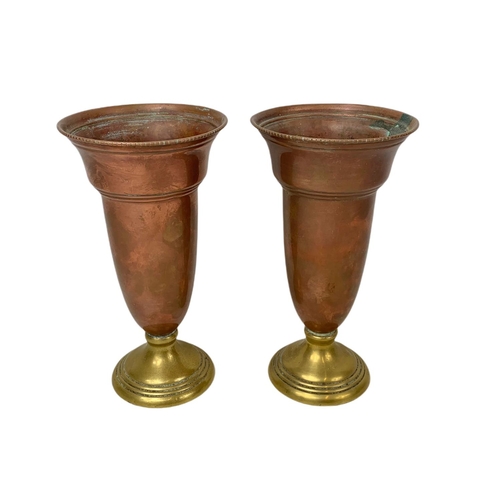 288 - Pair of vintage copper and brass vases. 19cm