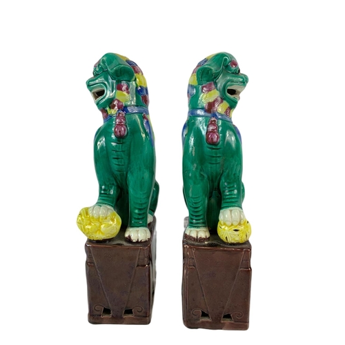 453 - Pair of vintage Chinese porcelain Foo Dogs. 26cm