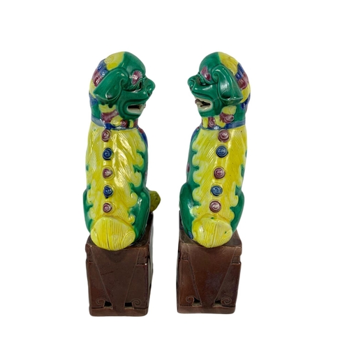 453 - Pair of vintage Chinese porcelain Foo Dogs. 26cm