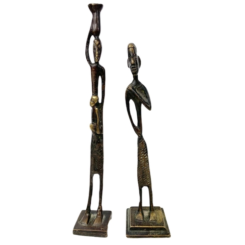 457 - 2 bronze African figures 32cm