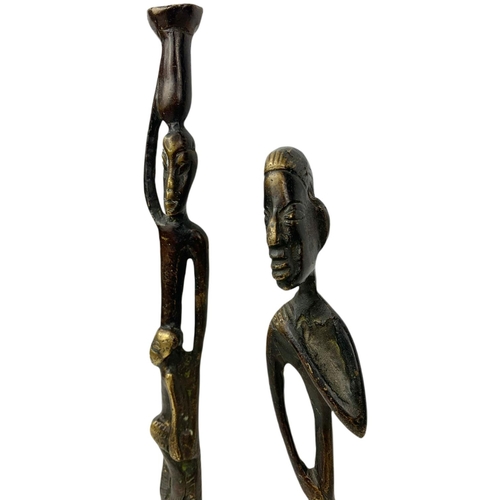 457 - 2 bronze African figures 32cm