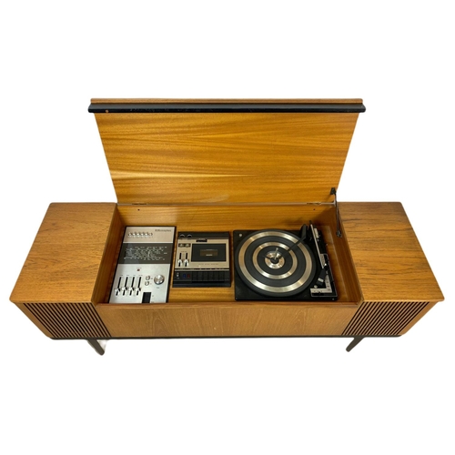 932 - Alba Stereophonic teak mid century record player. 126/39/61cm