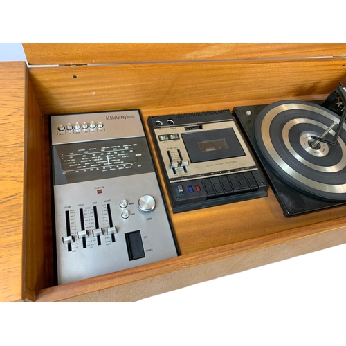 932 - Alba Stereophonic teak mid century record player. 126/39/61cm