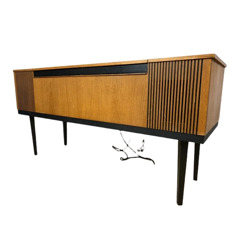 932 - Alba Stereophonic teak mid century record player. 126/39/61cm