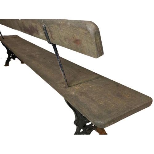 939 - Late 19th century J.P. Corry cast iron reversible railway bench. 273cm