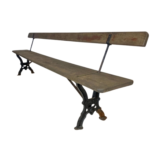 939 - Late 19th century J.P. Corry cast iron reversible railway bench. 273cm