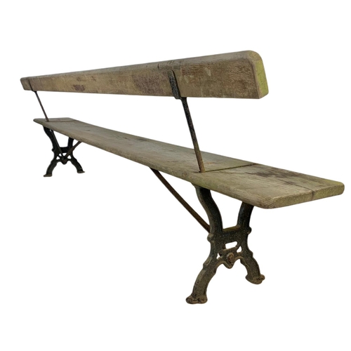 940 - Late 19th century J.P. Corry cast iron reversible railway bench. 275cm.