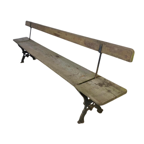 940 - Late 19th century J.P. Corry cast iron reversible railway bench. 275cm.