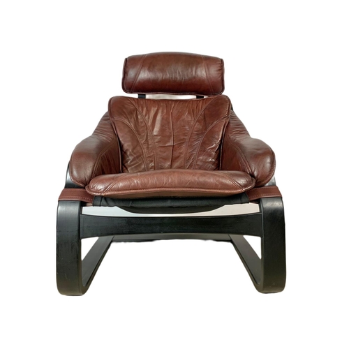 950 - Swedish 1970’s mid century leather lounge chair designed by Nelo Kroken for Ake Fribytter. 72x73x101... 