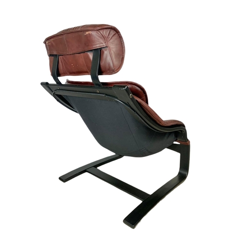 950 - Swedish 1970’s mid century leather lounge chair designed by Nelo Kroken for Ake Fribytter. 72x73x101... 