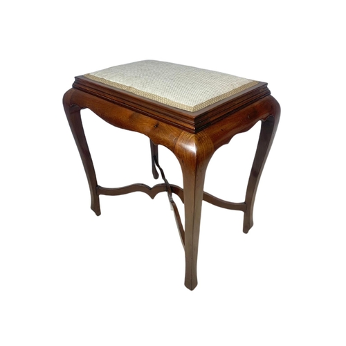 965 - Edwardian mahogany stool. 52.5/37/54cm