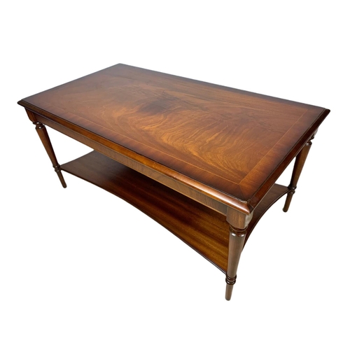 990 - Mahogany 2 tier coffee table, 56x102x48cm