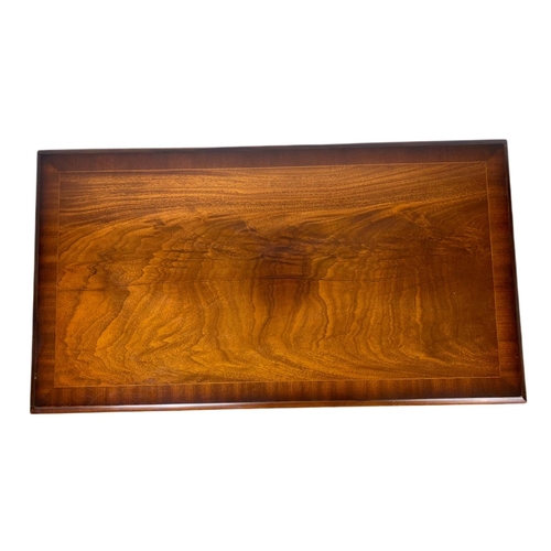 990 - Mahogany 2 tier coffee table, 56x102x48cm