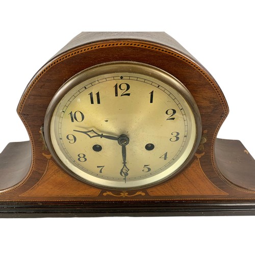 298 - Early 20th century inlaid mantle clock. Circa 1920’s. No key or pendulum. 43/12.5/24cm