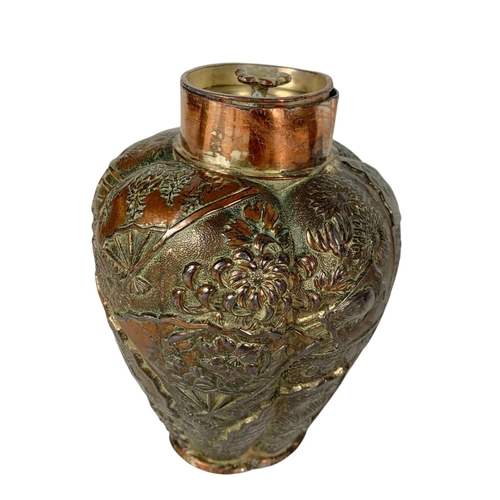 90e - 2 19th century Burmese copper tea caddies. 12.5cm.