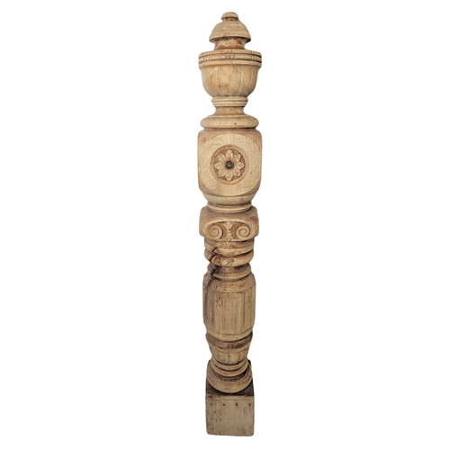 380a - Large early 20th century wooden newel post, 138cm