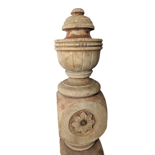 380a - Large early 20th century wooden newel post, 138cm