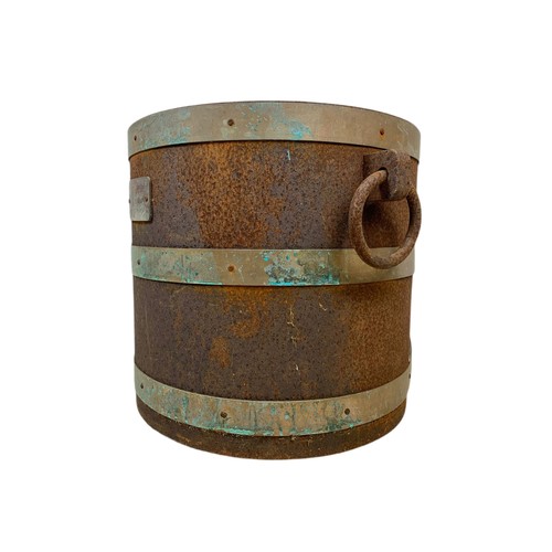 337a - Large early 20th century industrial brass bound cauldron. 52/40/38cm