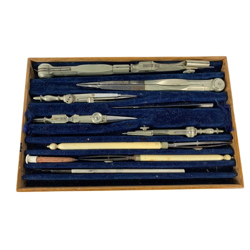 303 - Vintage Draftsman set in wooden box. W.H. Harling