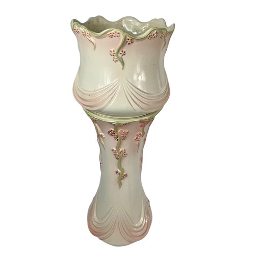 483 - Large vintage pottery jardiniere on stand. 83cm