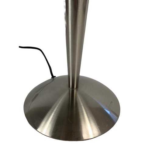 484 - Table lamp with chrome base and glass shade. 42x47.5cm