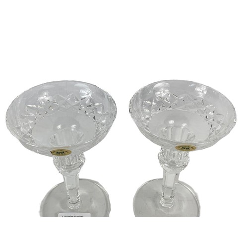 488 - Pair of Tyrone Crystal candleholders. 10/15.5cm