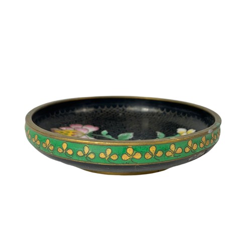 496 - 2 pieces of early 20th century cloisonné. A trays and a dish. Tray measures 41/21cm