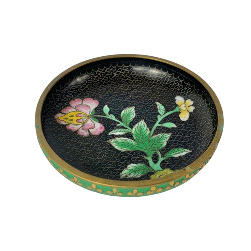 496 - 2 pieces of early 20th century cloisonné. A trays and a dish. Tray measures 41/21cm