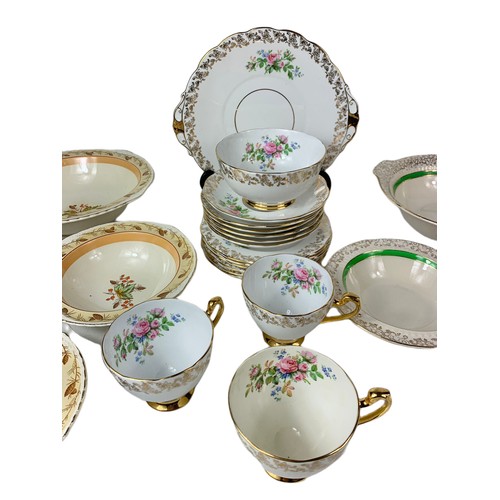 500 - 3 vintage part tea and dinner sets. Roslyn China, Royal Harvey and H&K Turnstall