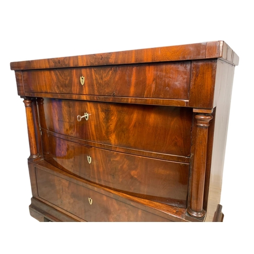 1014 - 19th century continental mahogany chest of drawers. 97x52x88.5cm