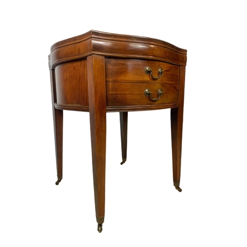 1022 - Vintage leather top side table with drawer. 54x54x64.5cm