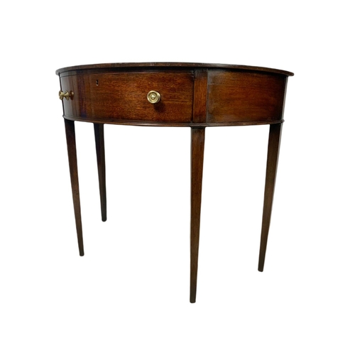 1033 - Georgian mahogany hall moon console table with drawer. 93x45x76cm