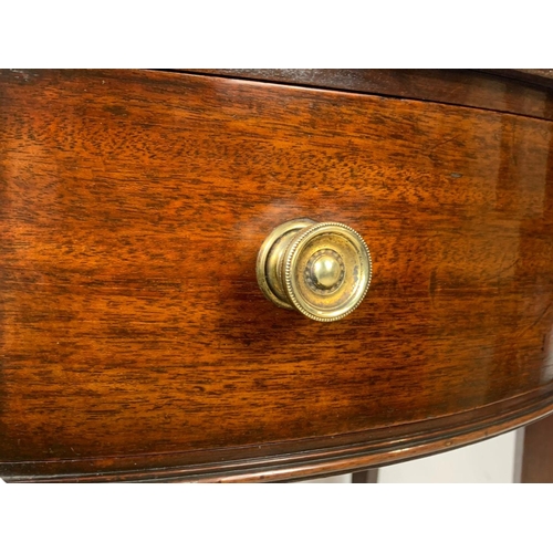 1033 - Georgian mahogany hall moon console table with drawer. 93x45x76cm