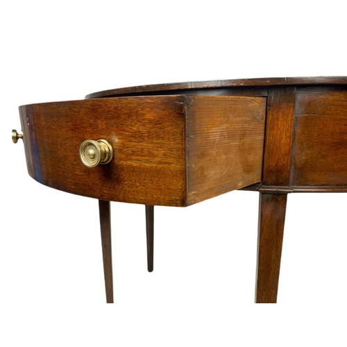 1033 - Georgian mahogany hall moon console table with drawer. 93x45x76cm