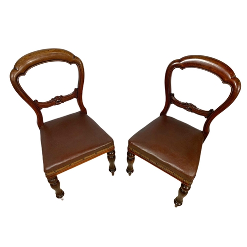 1035 - Pair of Victorian mahogany balloon back side chairs